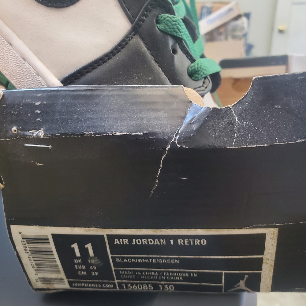 FINAL PRICE Jordan Air 1 Retro Black White Green Sneakers